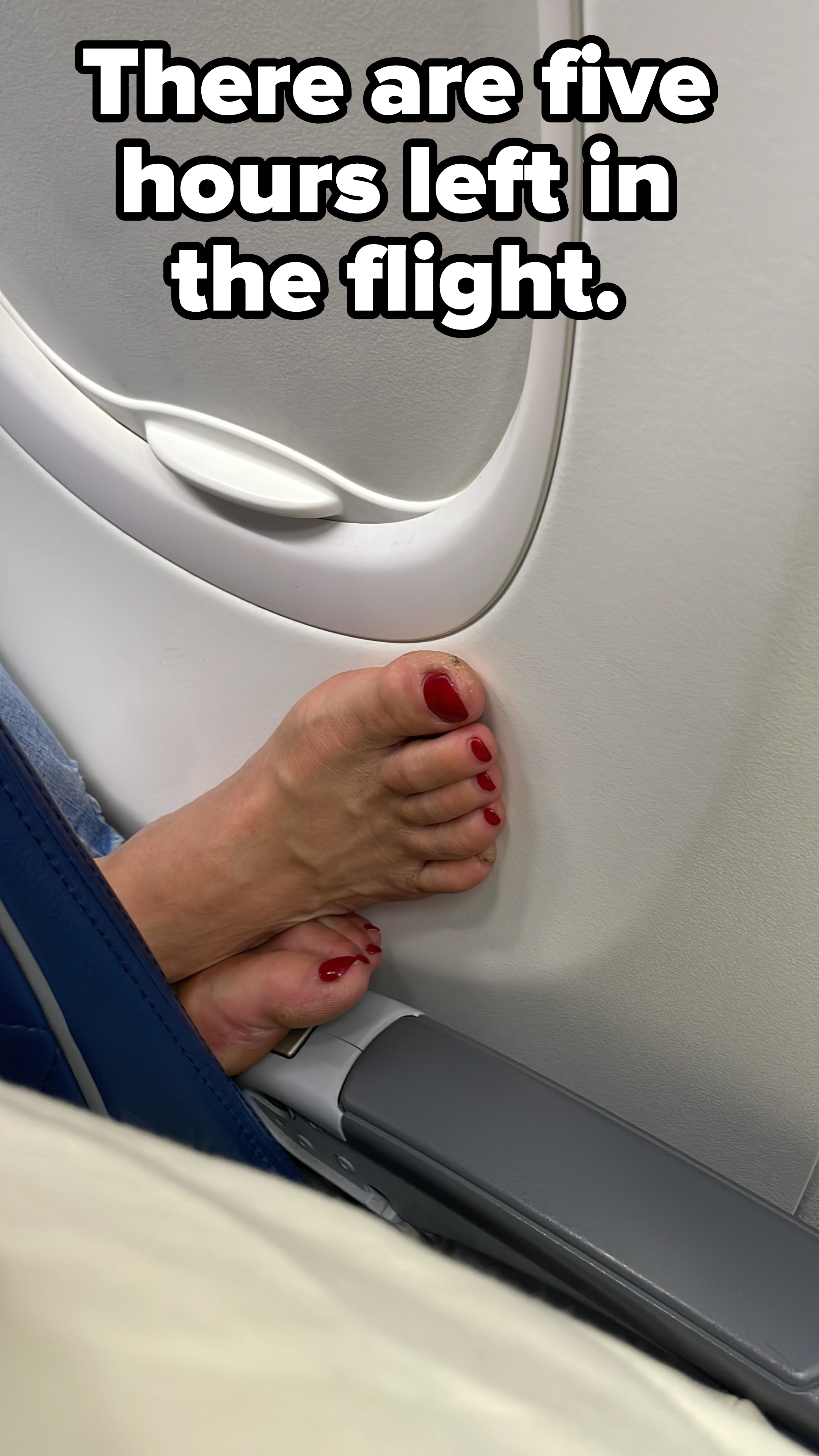 bare feet on the plane