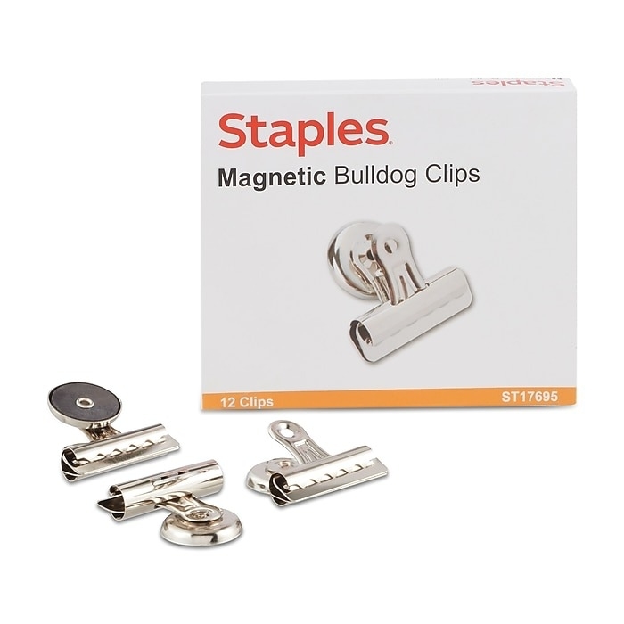 A package of steel magnetic clips.