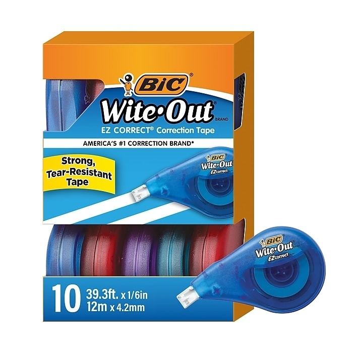 A package of colorful wite out correction tape.