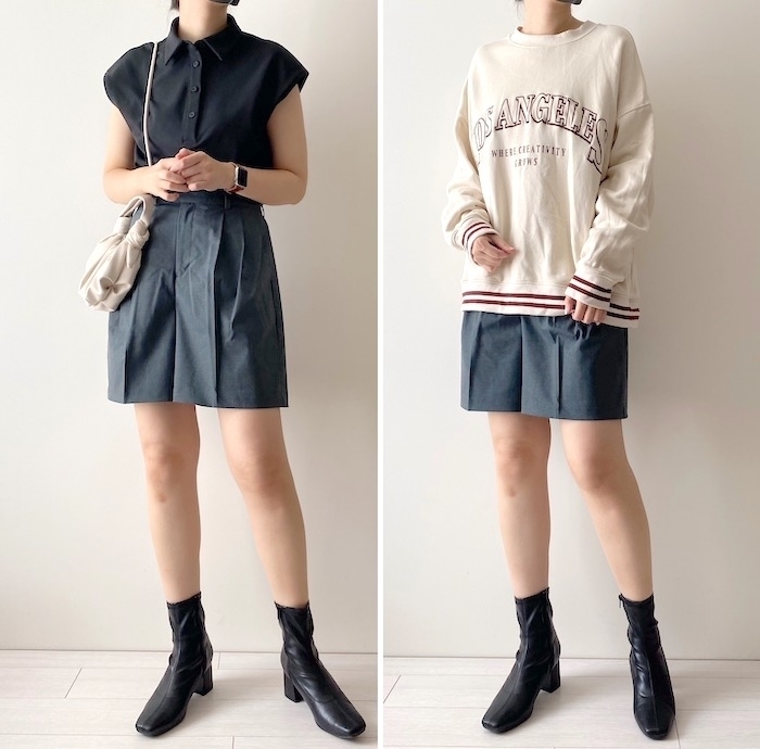 GUのオススメの商品「タックハーフパンツ(セットアップ可能)」のコーディネート
