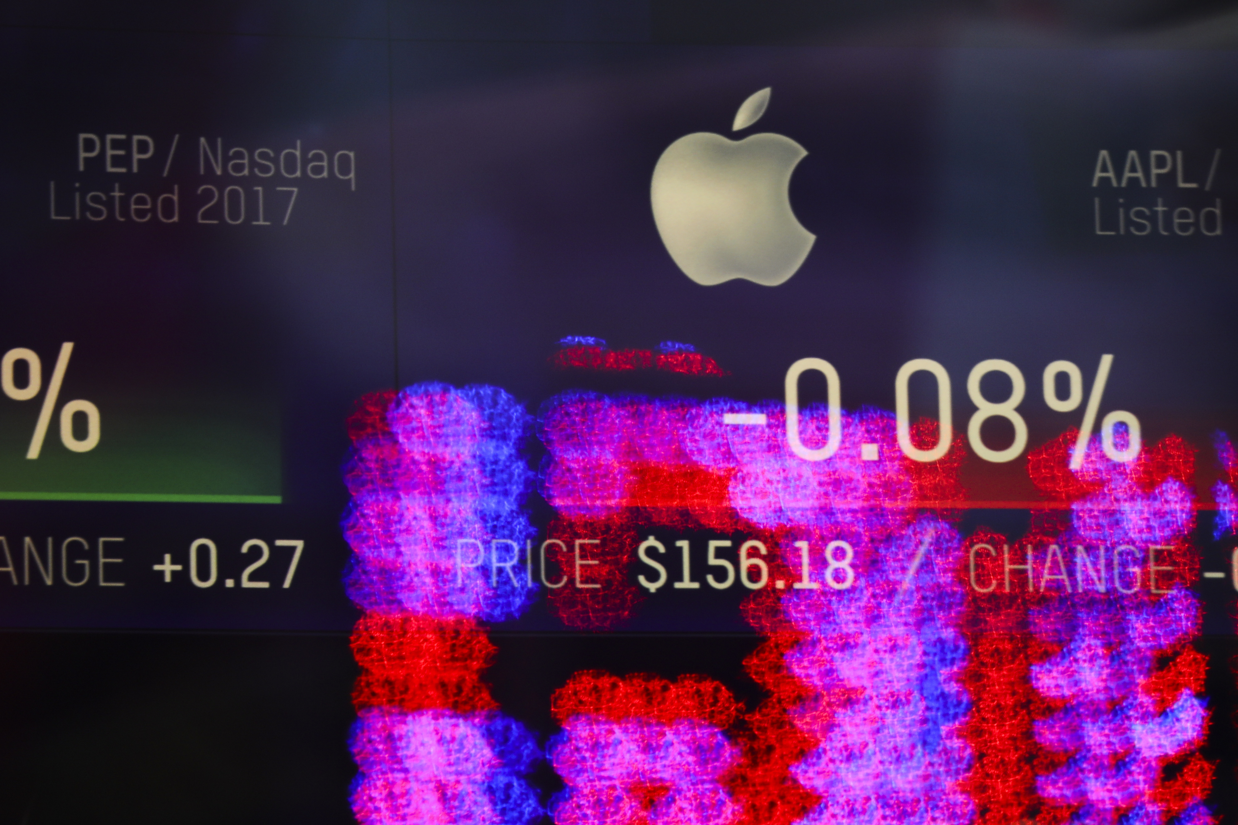 Apple stock on a screen