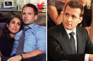 Meghan Markle, Patrick J Adams, and Gabriel Macht in Suits