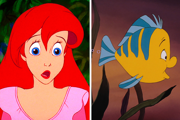 ariel on the left and flounder on the right
