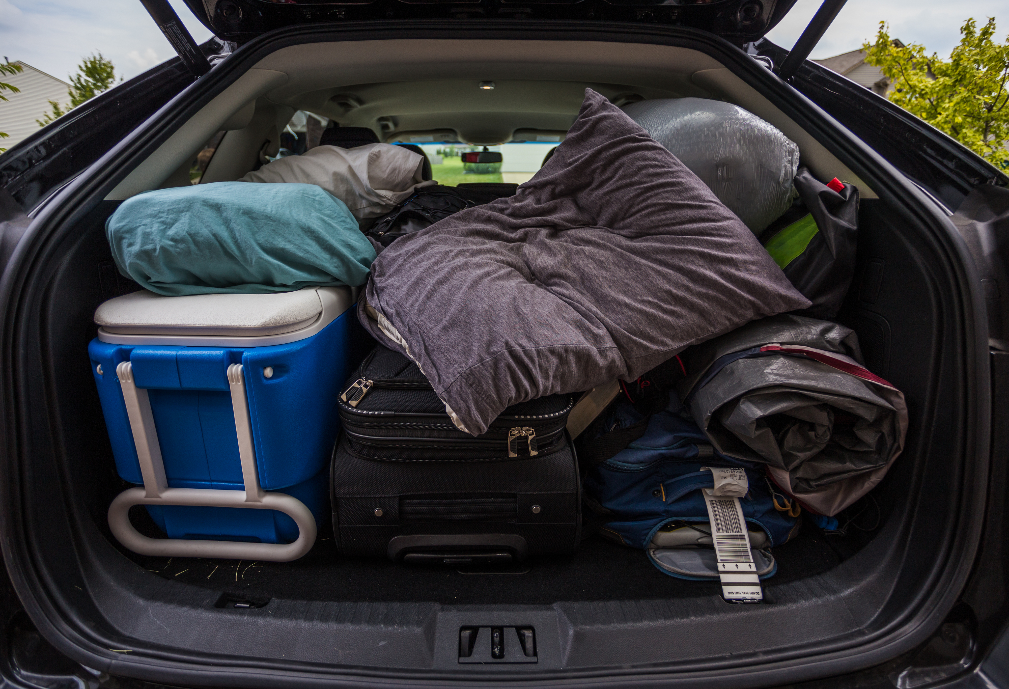car packed with belongings