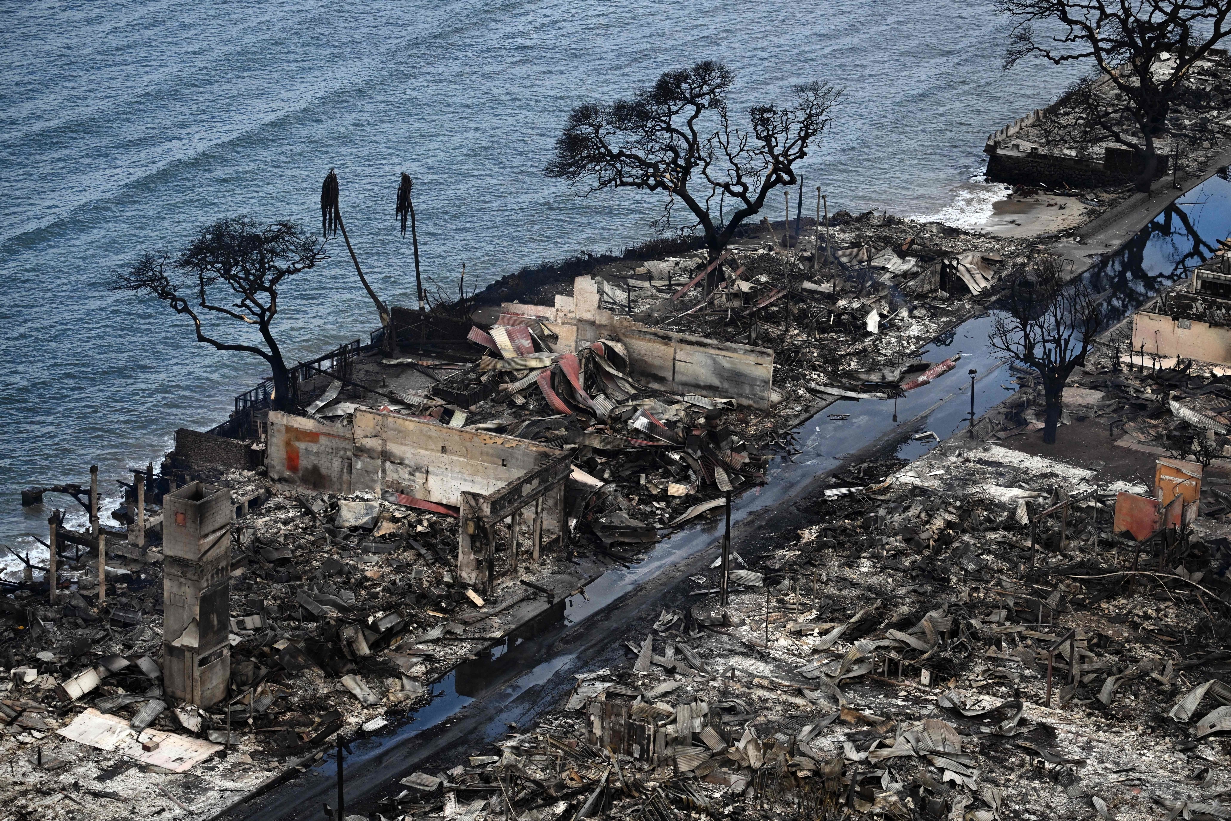 Destroyed homes next to the ocean