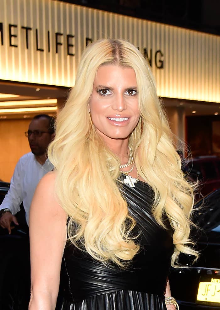 Jessica Simpson Steps Out in a One-Shoulder Gown