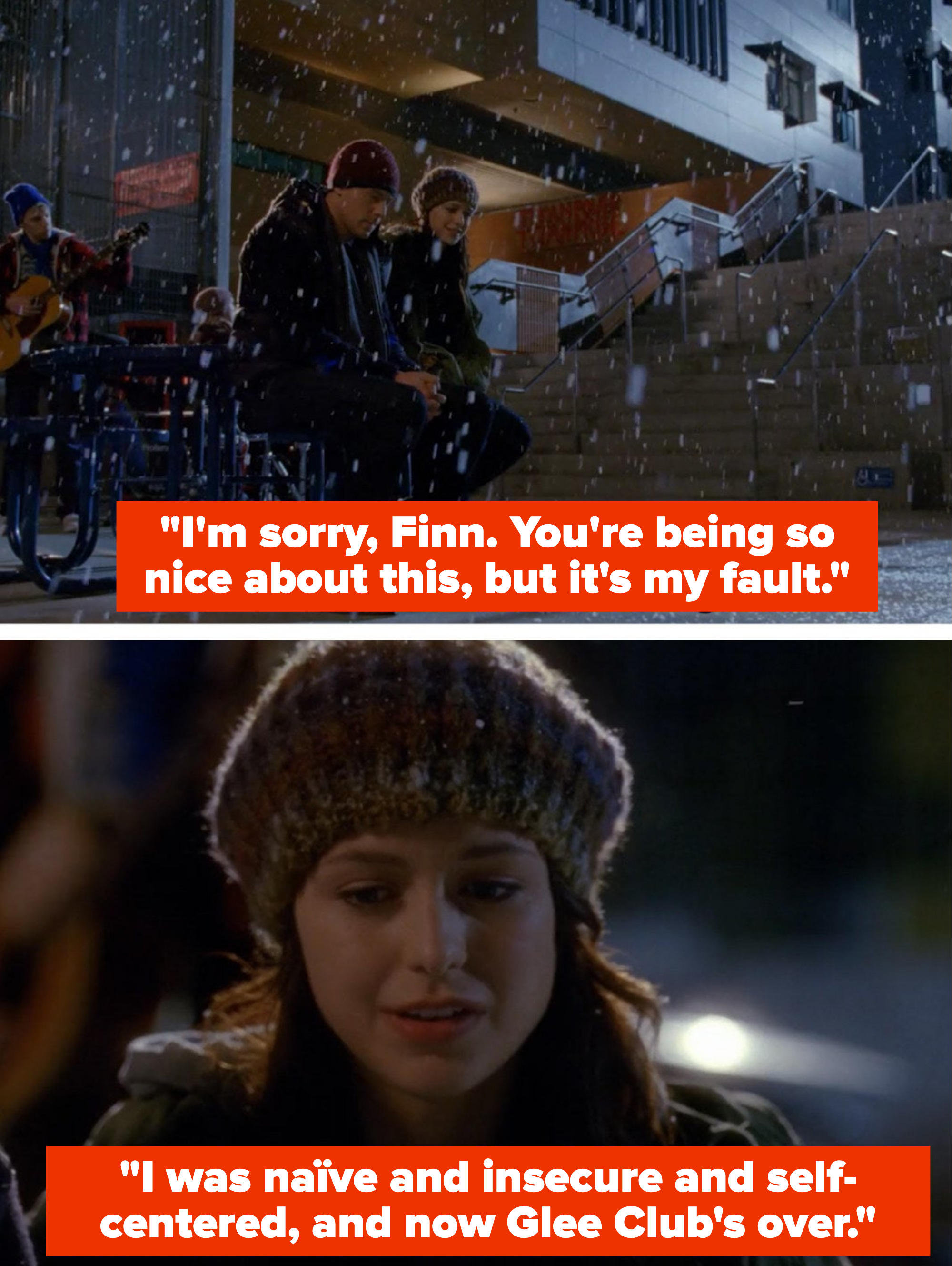 Marley telling Finn: &quot;I was naïve and insecure and self-centered, and now Glee Club&#x27;s over&quot;