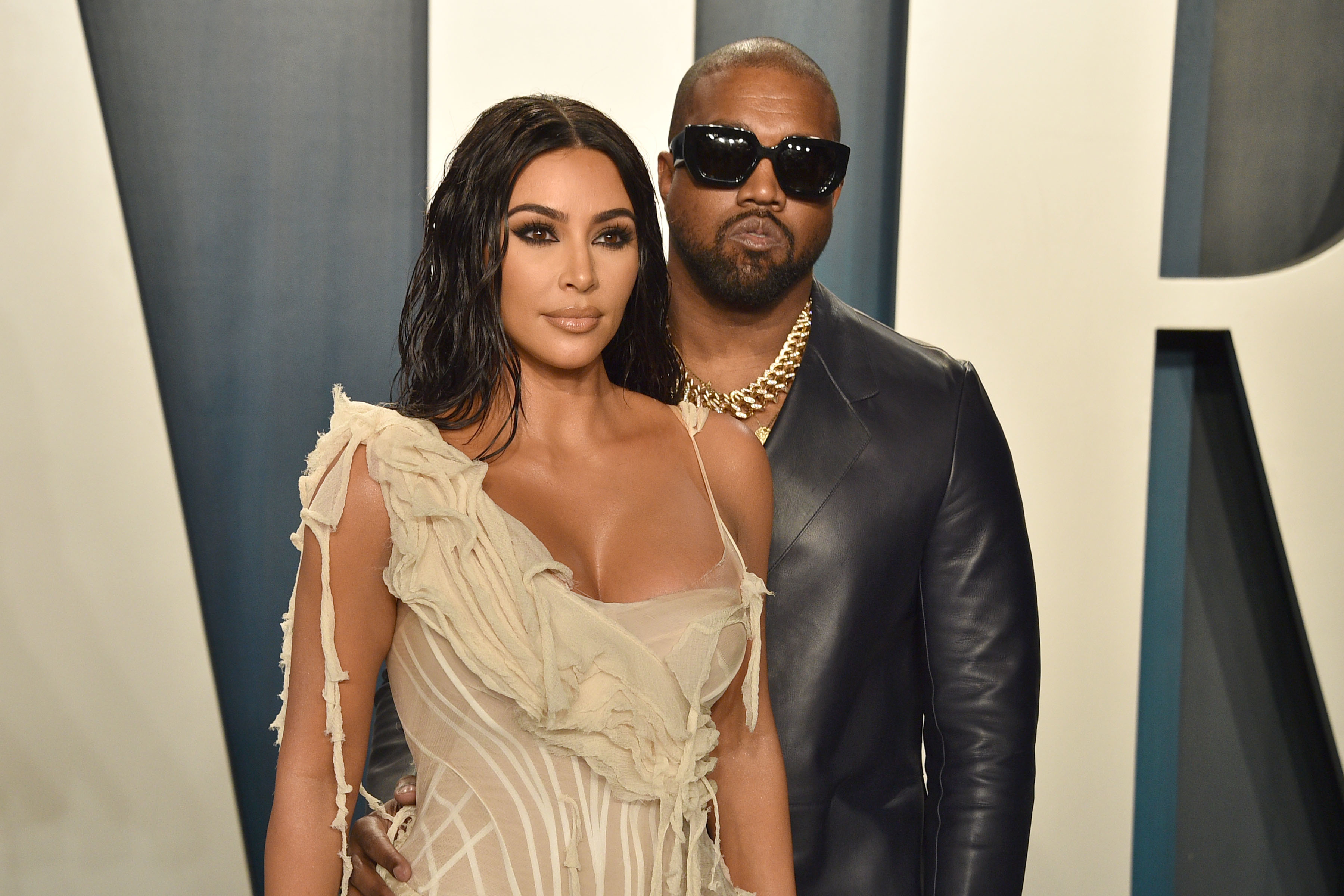 Kim and Kanye looking stoic on the red carpet