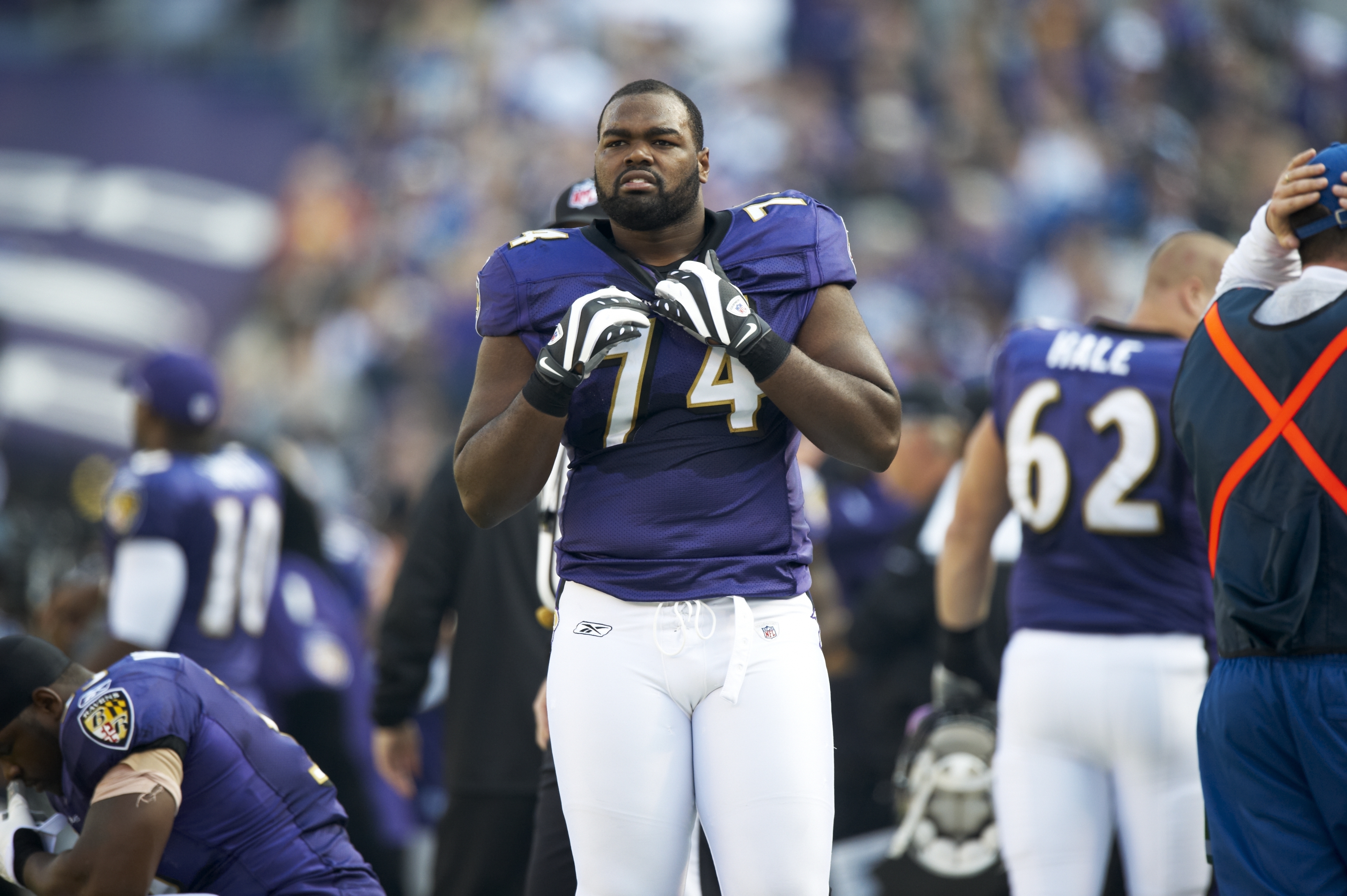 Michael Oher on the sideline