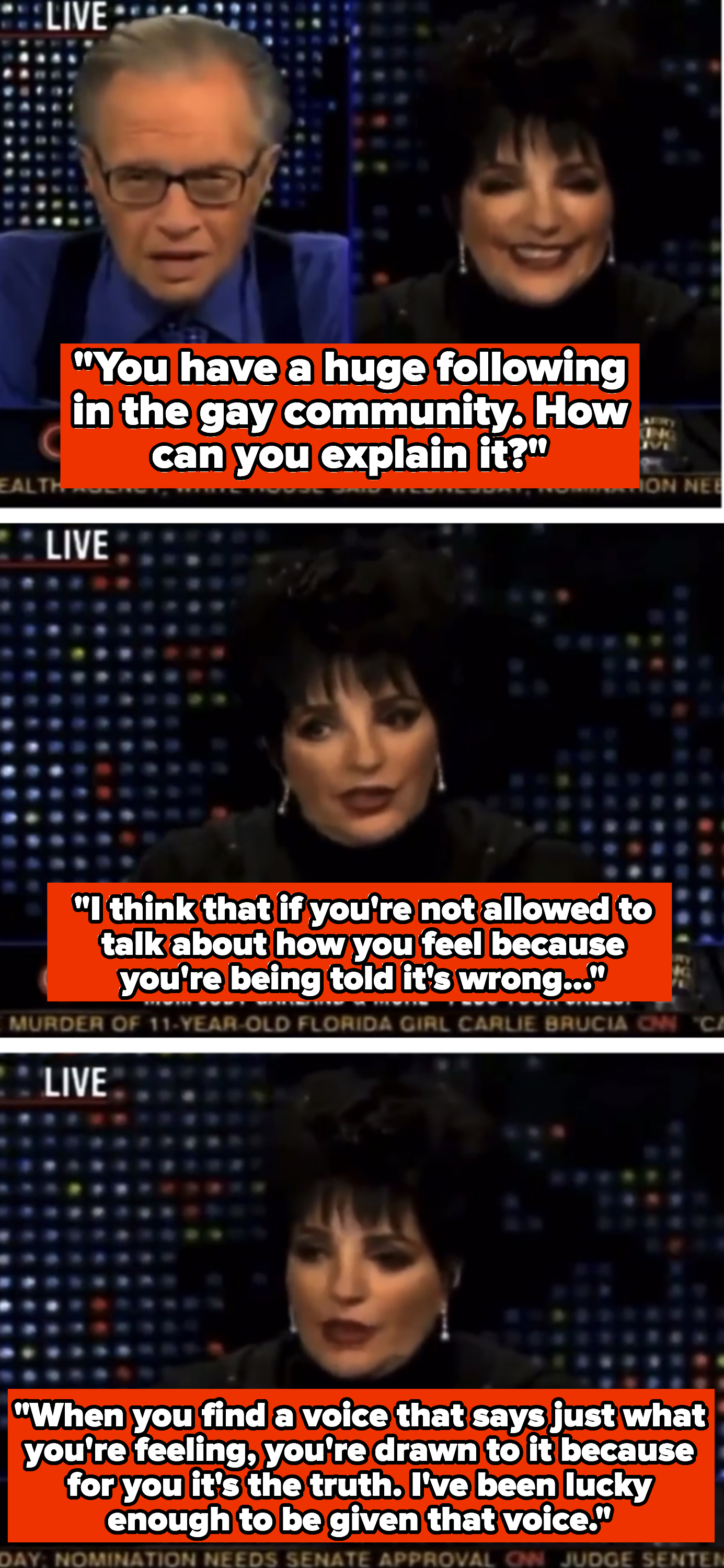 liza during an interview with larry king