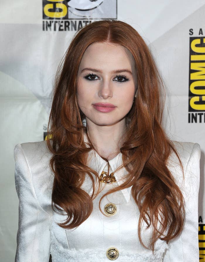 Close-up of Madelaine at a media event