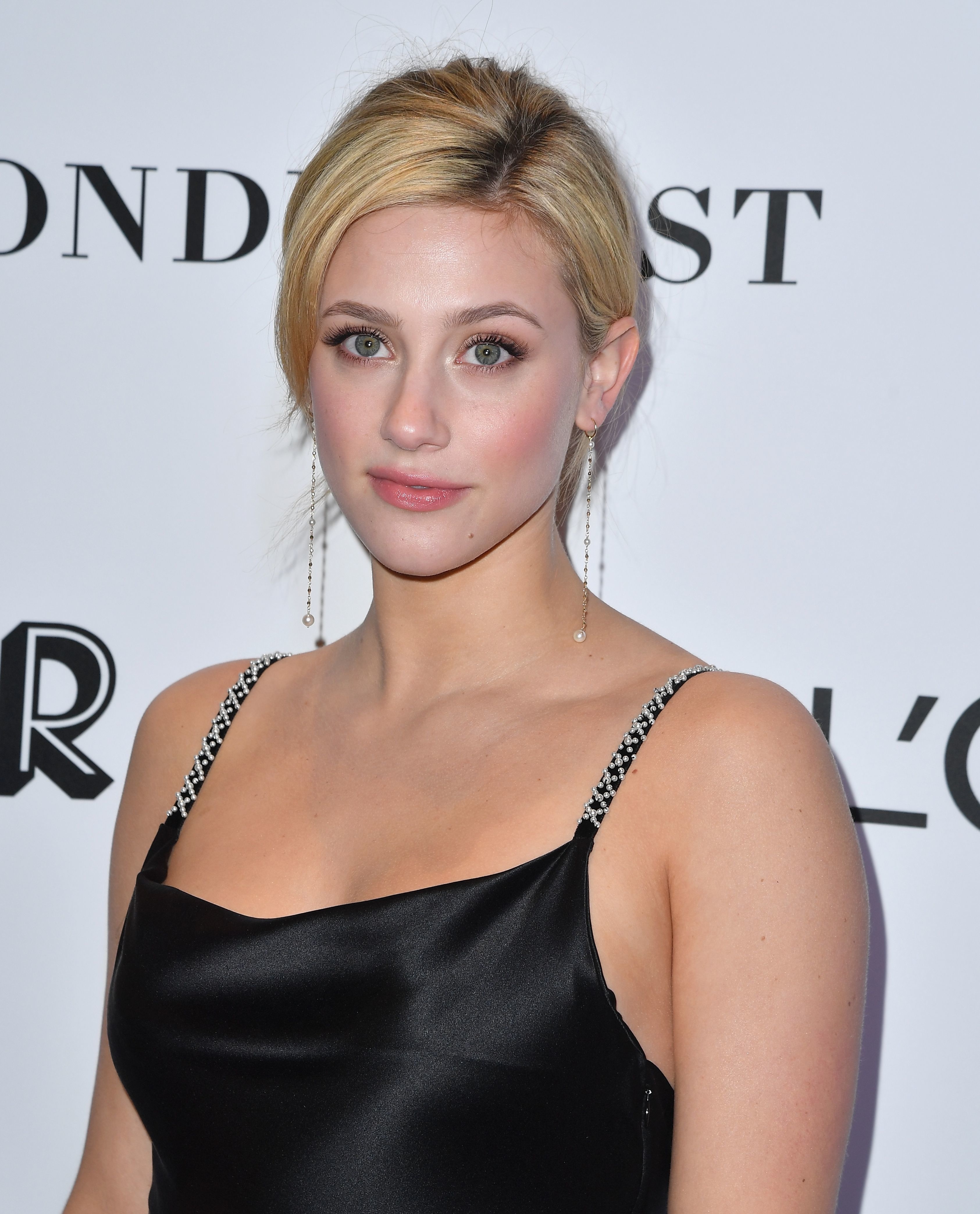 Close-up of Lili at a media event