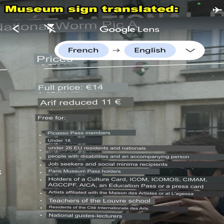 A photo of what the museum sign looks like with Google Translate