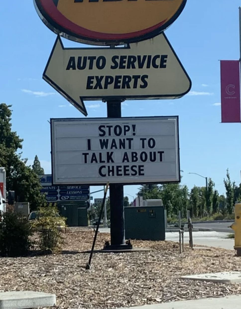 marquee says stop i want to talk about cheese