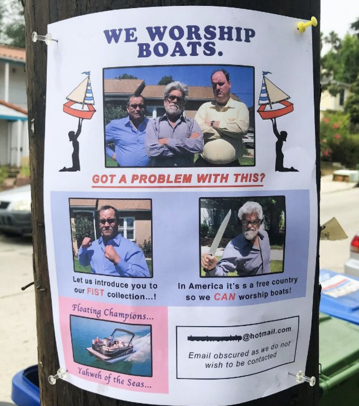 poster for men worshipping boats