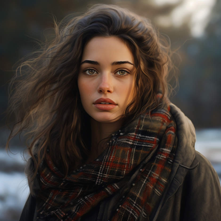 A woman with a scarf