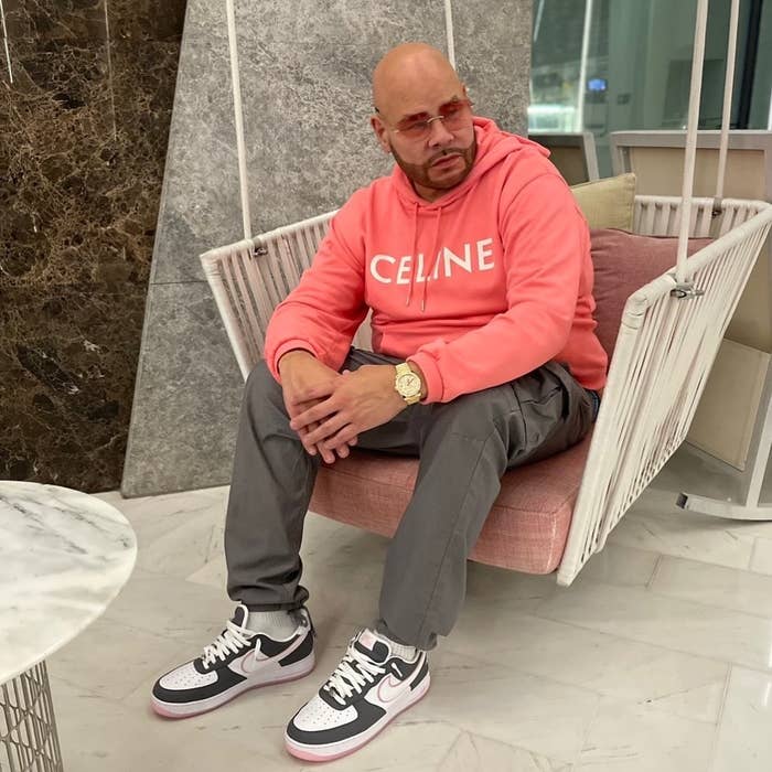 Fat Joe wearing friends and family Terror Squad Air Force 1