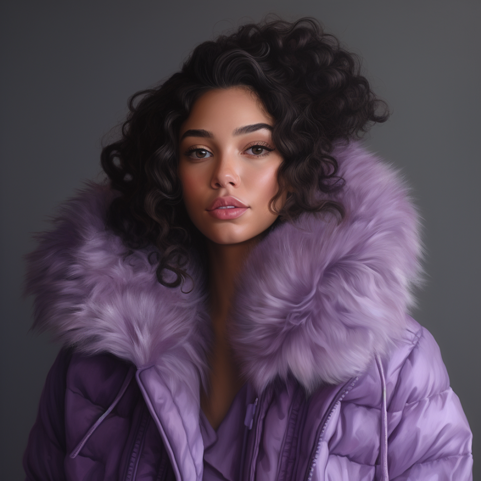 A woman in a purple jacket