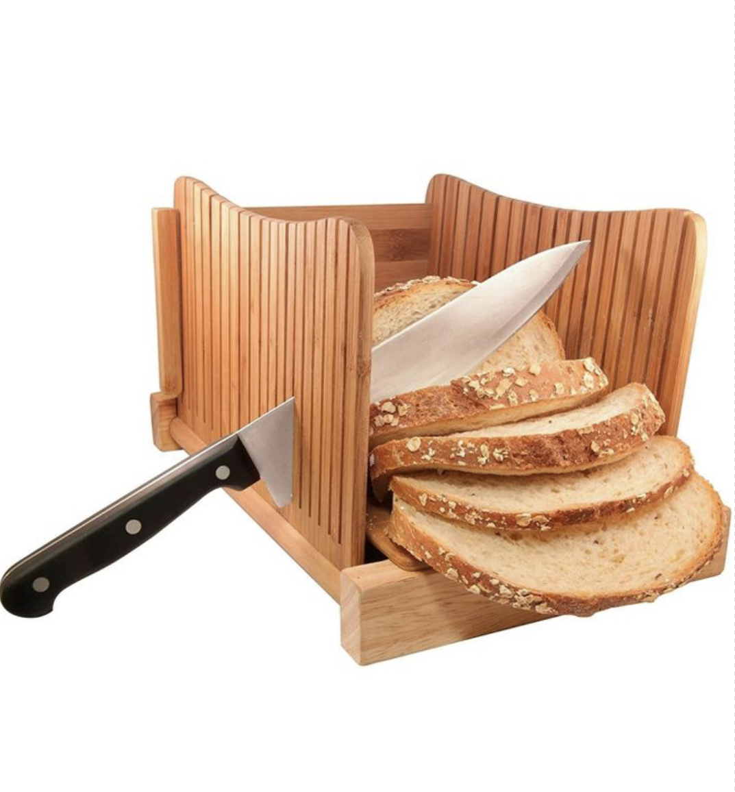 The bamboo wood compact foldable bread slicer