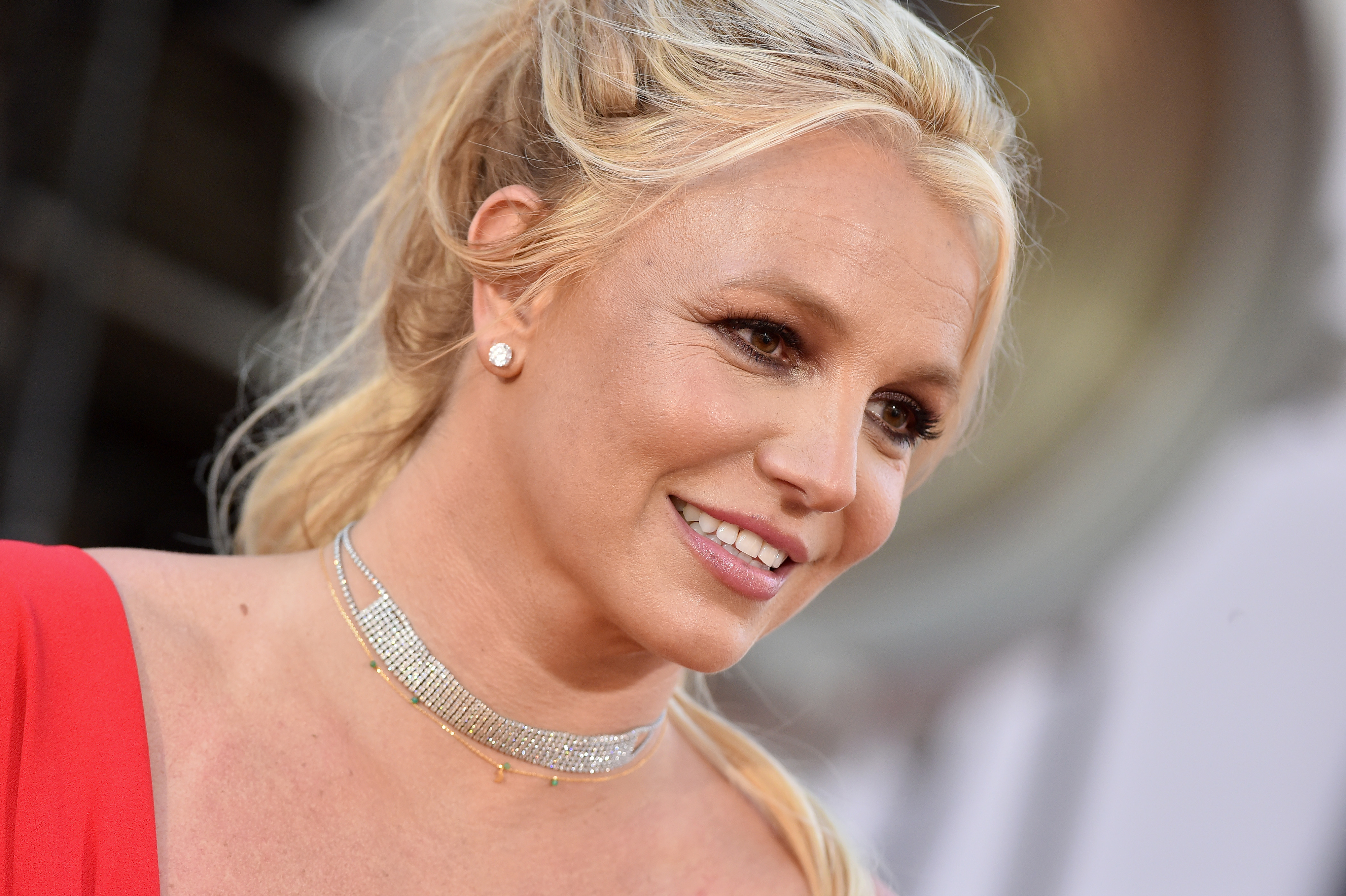 A close-up of Britney at a media event