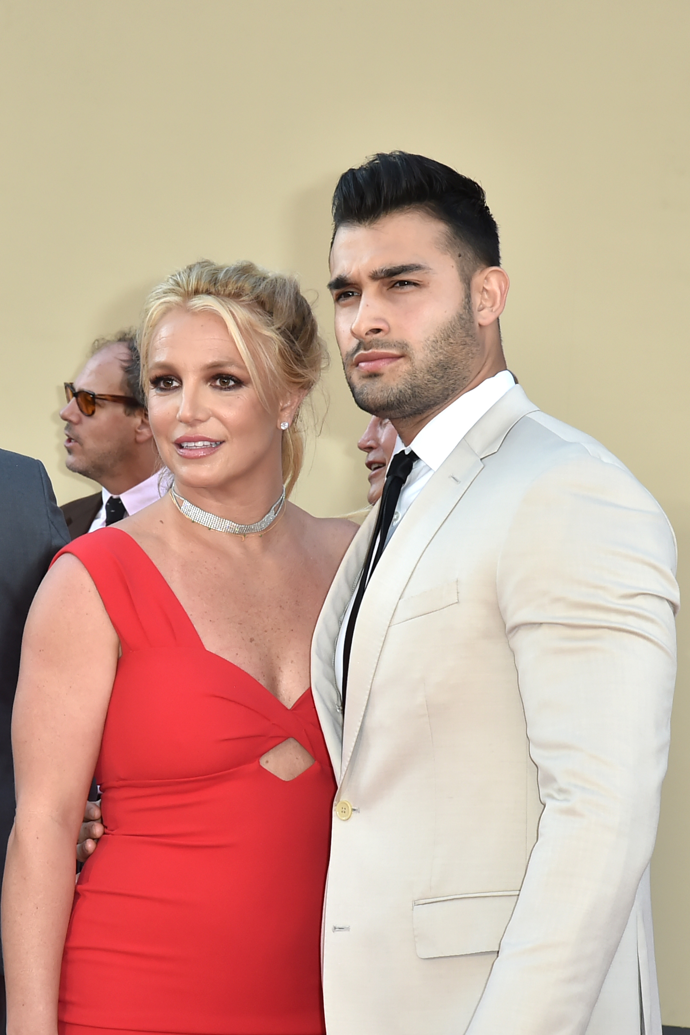 Closeup of Britney Spears and Sam Asghari