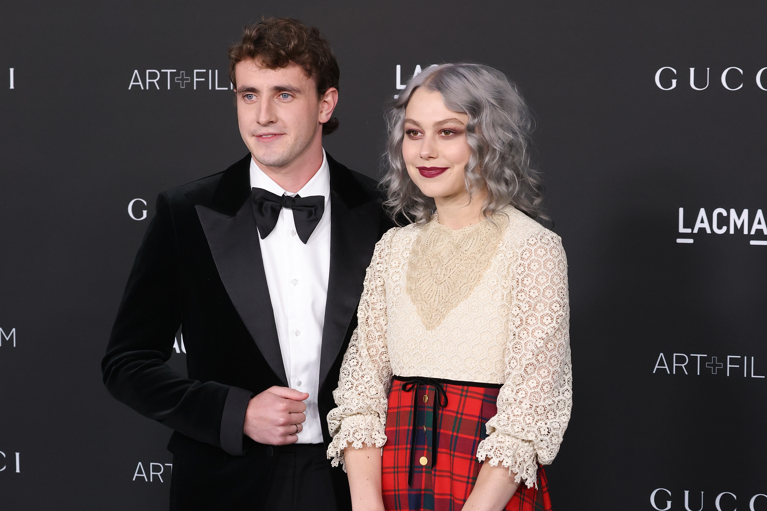 Close-up of Paul and Phoebe at a media event