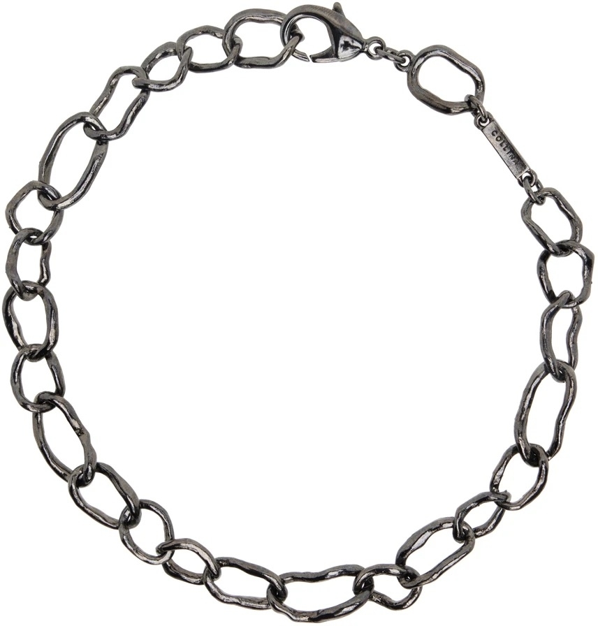 Gunmetal Crushed Chain Necklace