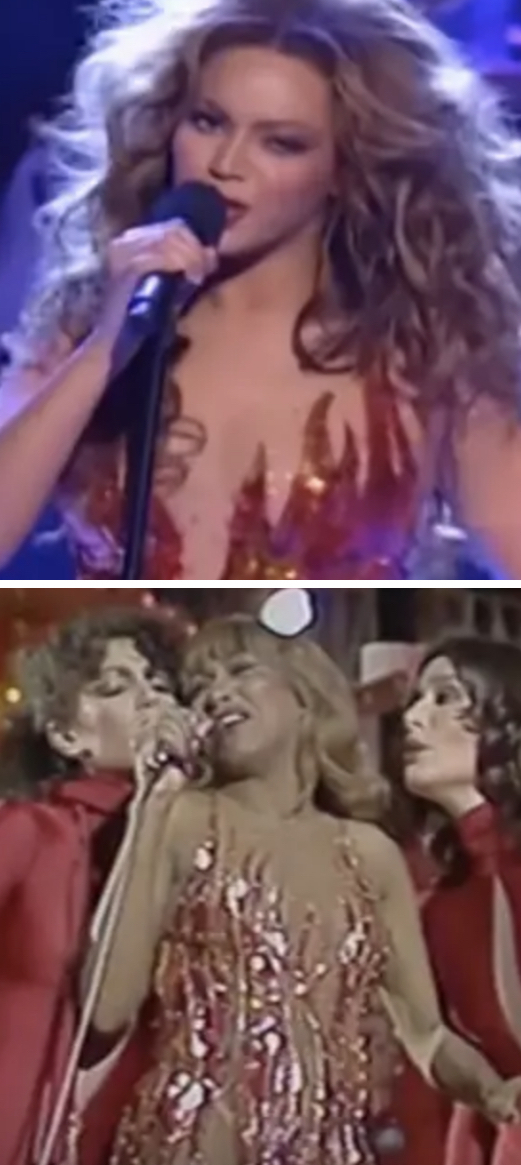 Beyoncé honoring Tina Turner at Kennedy Center; Turner performing in same dress in the &#x27;70s