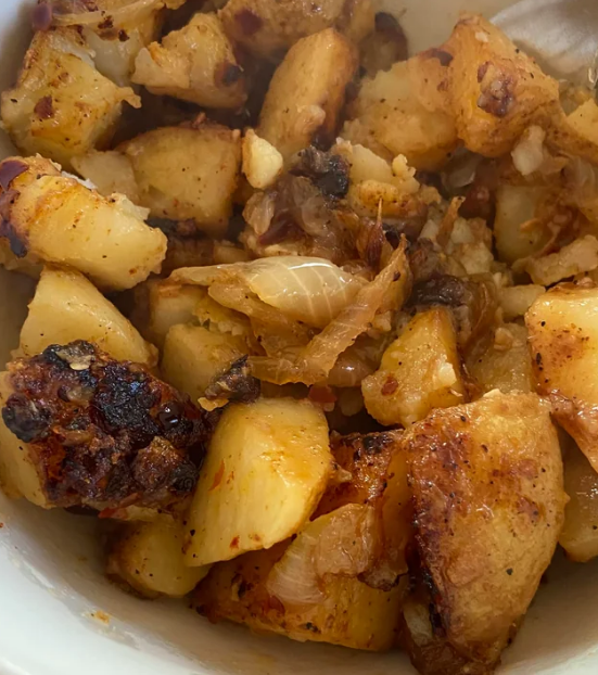 seasoned, crispy hashbrowns on a plate