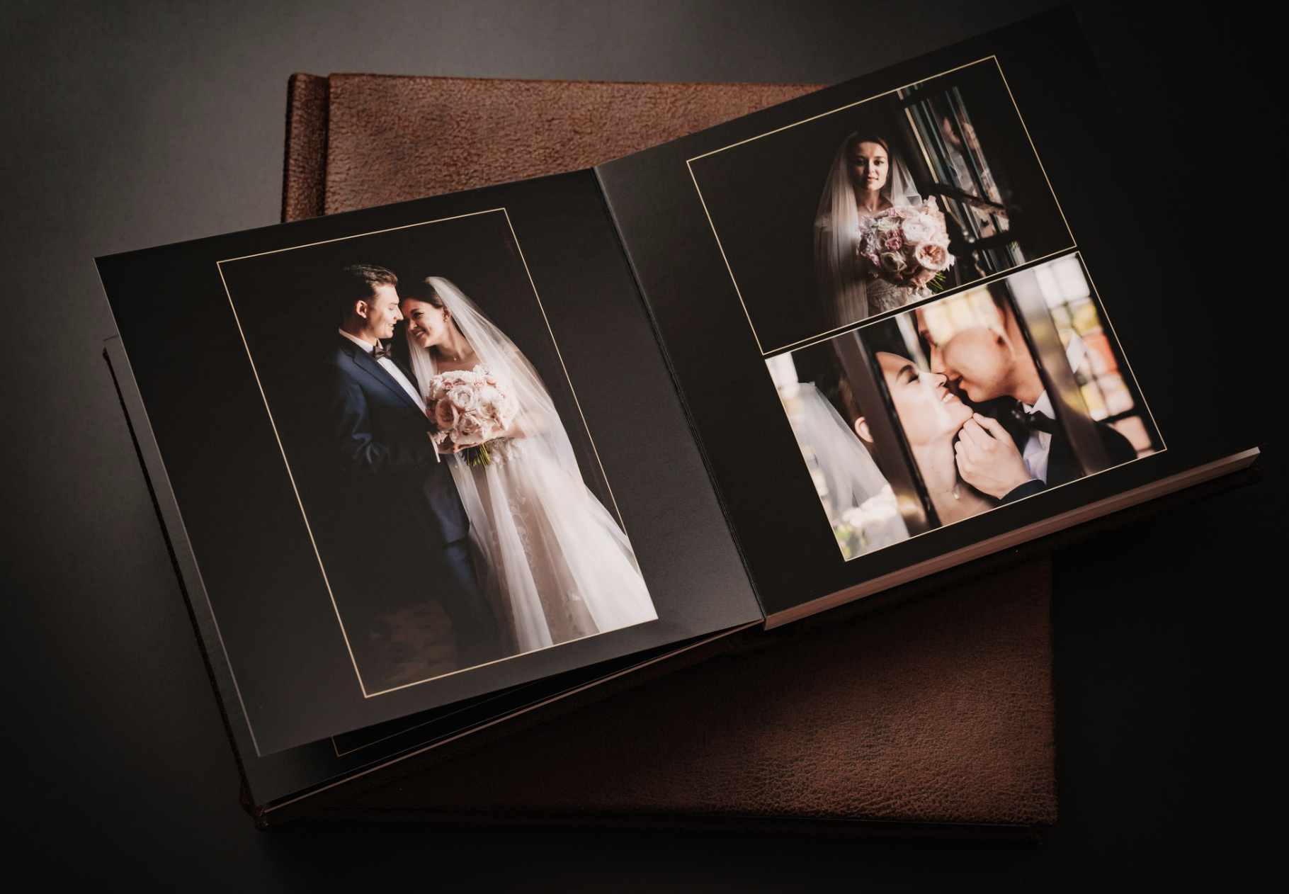 photos of a married couple in a photo album