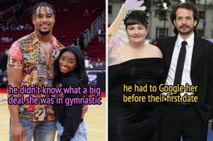 Simone Biles's husband didn't know she was a big deal, and Lena Dunham's husband had to Google her