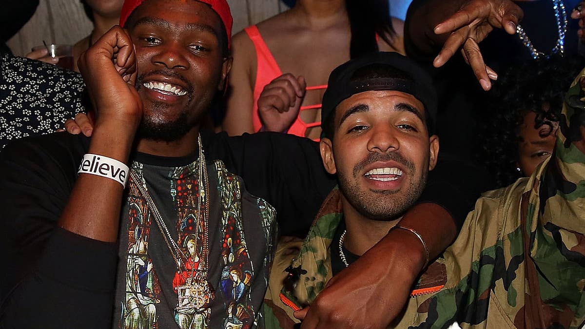 KD's appearance at Drizzy's It's All A Blur Tour comes days after the rapper debuted a new hairstyle at the Phoenix Suns superstar's open gym run.