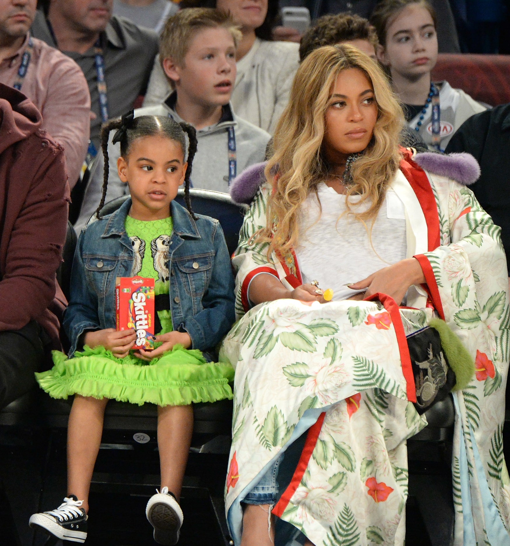 Blue and Beyoncé at a basketball game