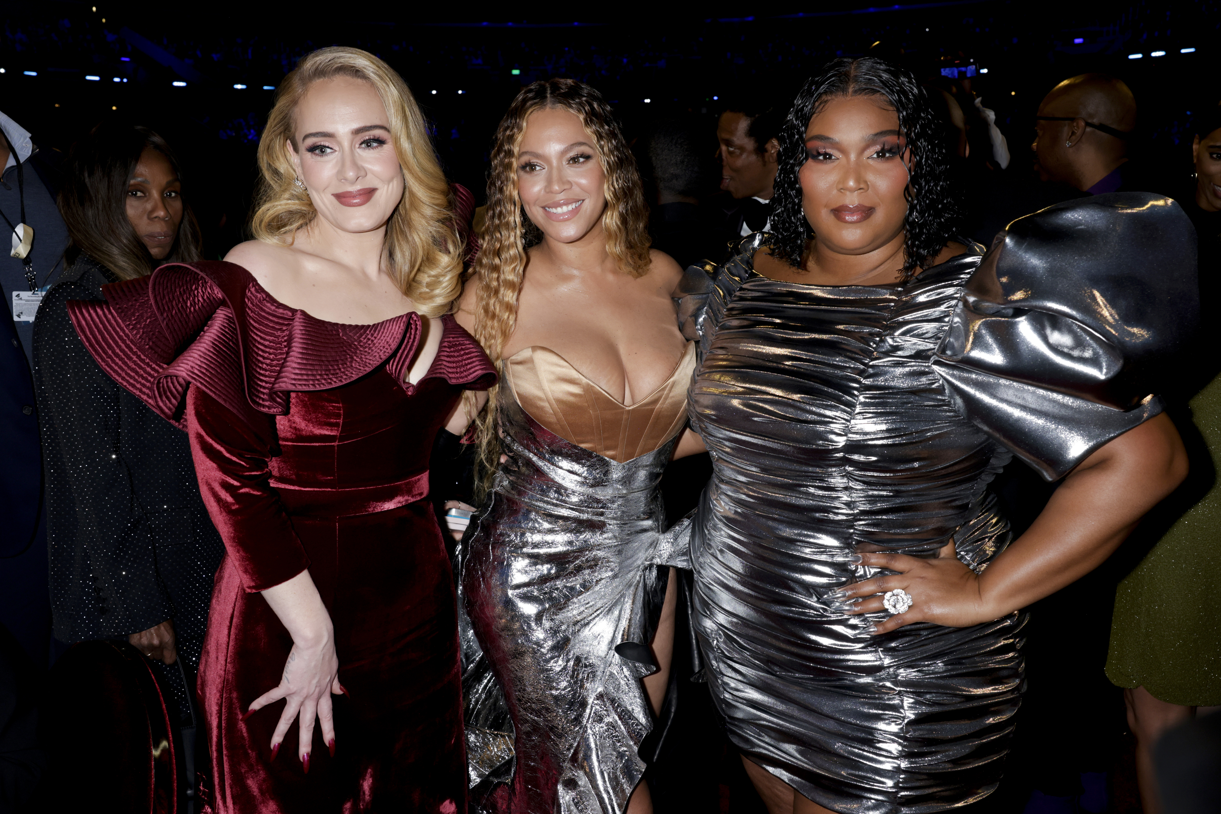 Closeup of Adele, Beyoncé, and Lizzo