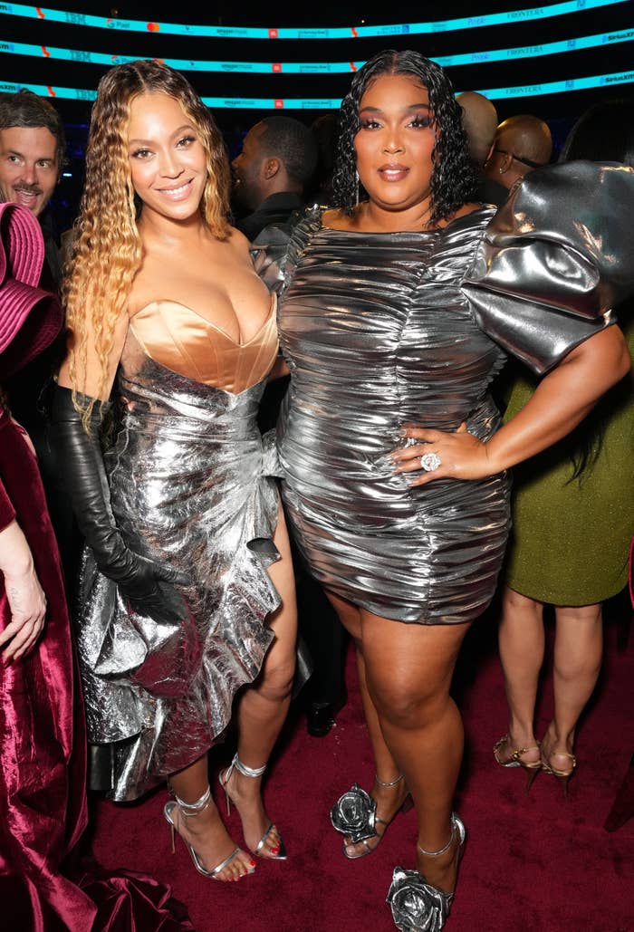 Closeup of Beyoncé and Lizzo