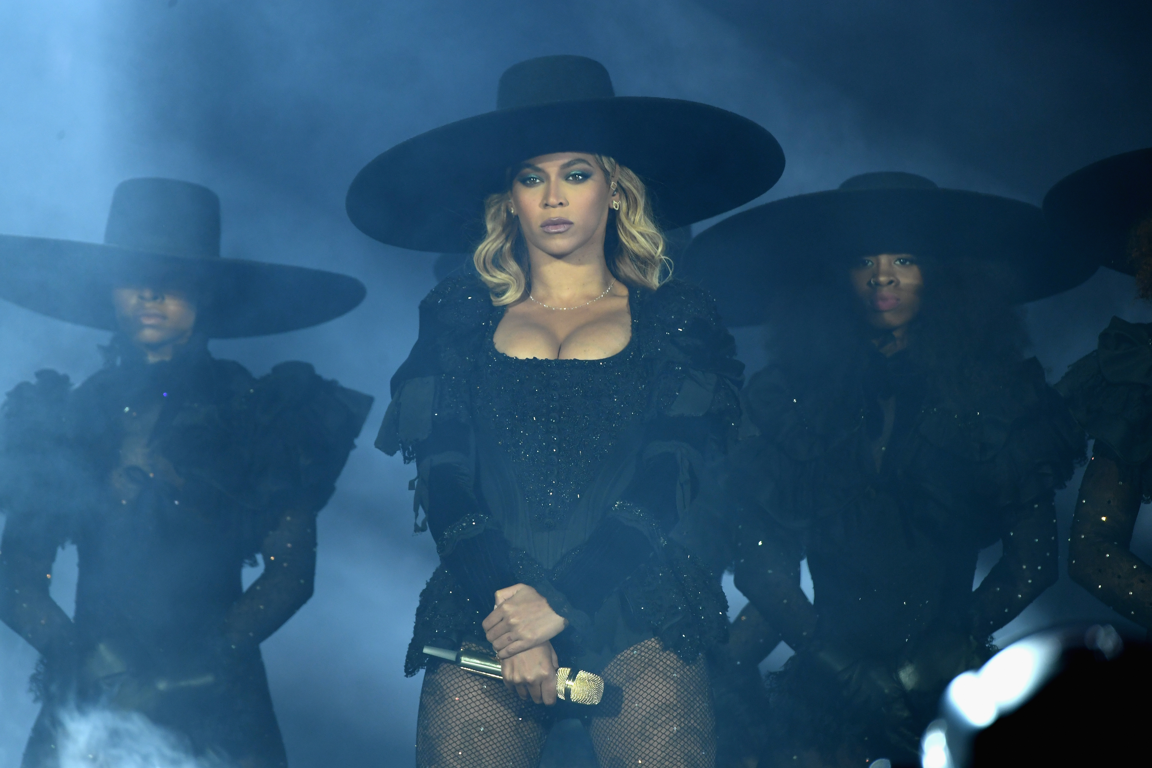 Closeup of Beyoncé onstage