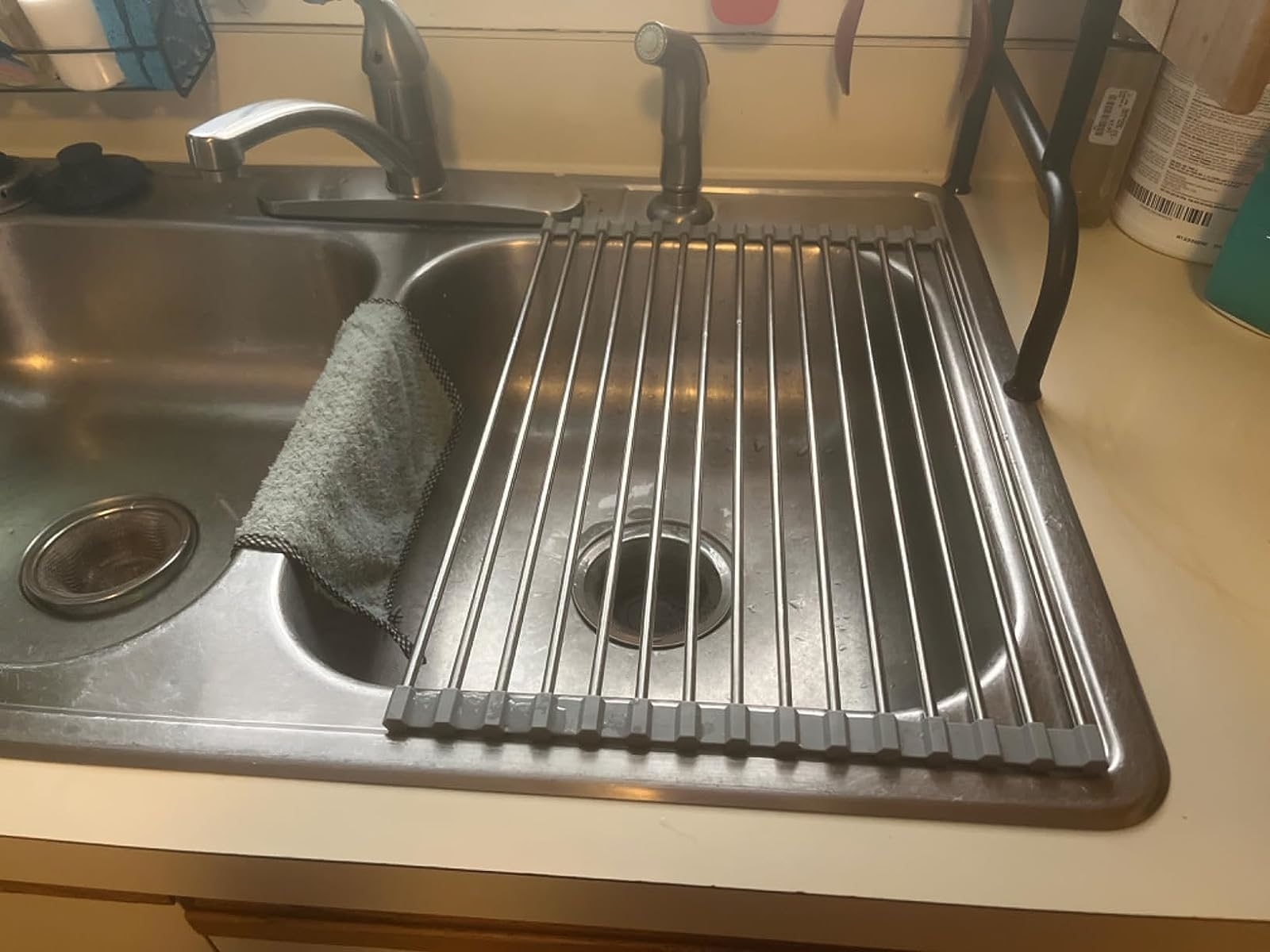 Reviewer image of the dish rack over their sink