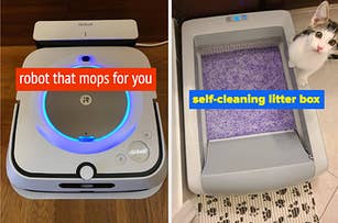 a robot mop and a self cleaning litter box