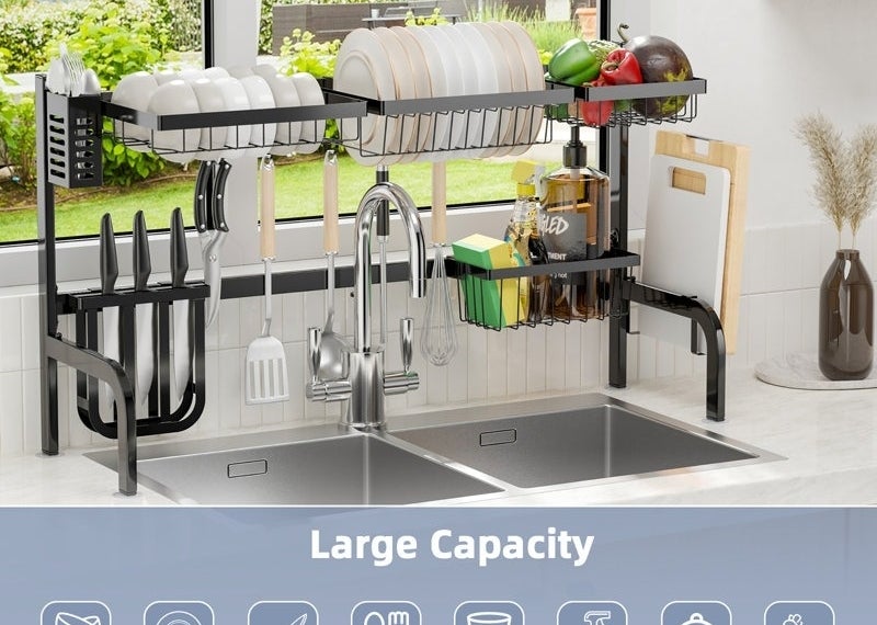 the drying rack over the sink