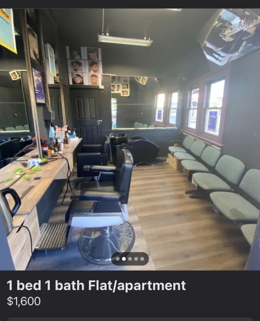 A hair salon sold as an apartment