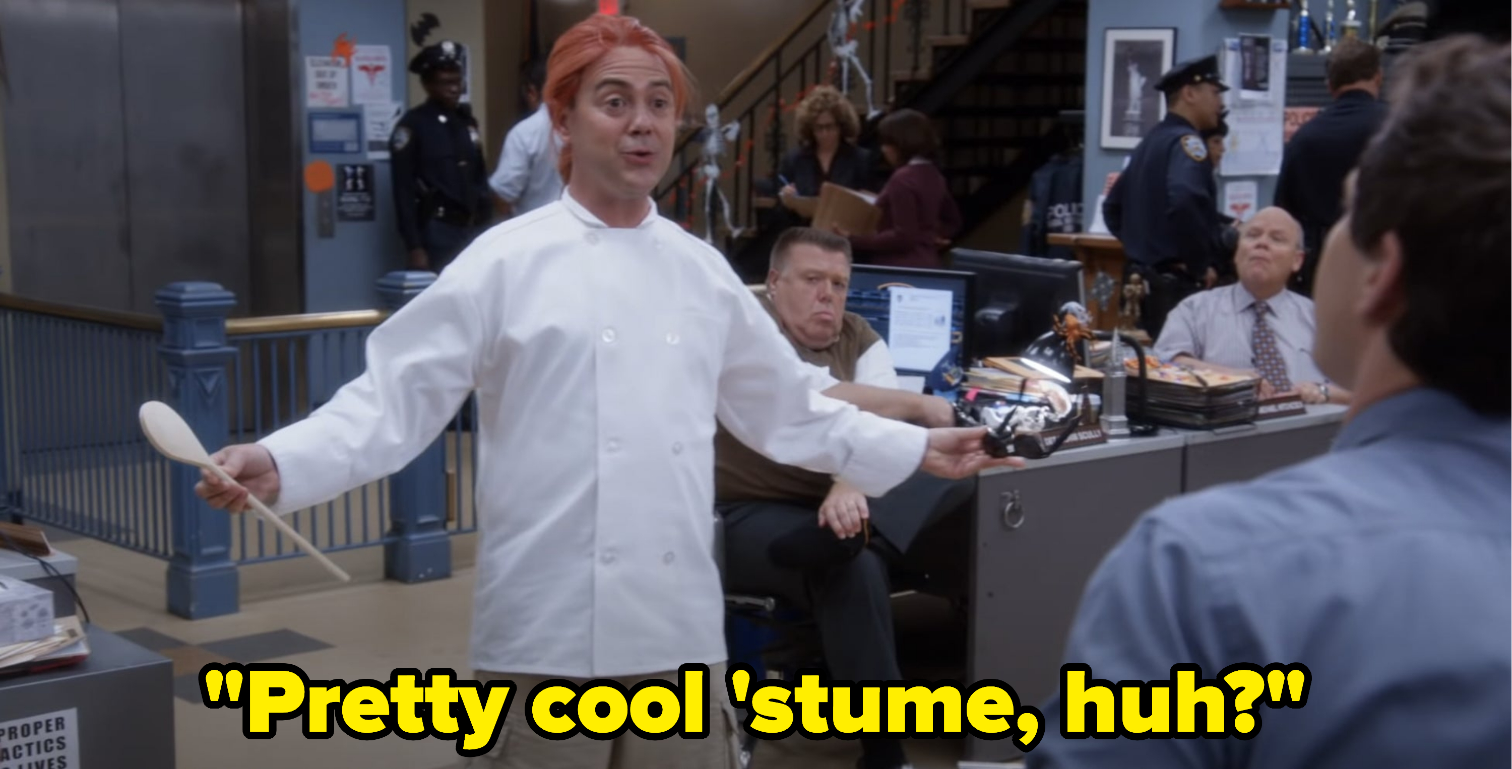Boyle dressed as a ginger chef