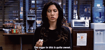 Rosa eats a marshmallow pretending to be Holt
