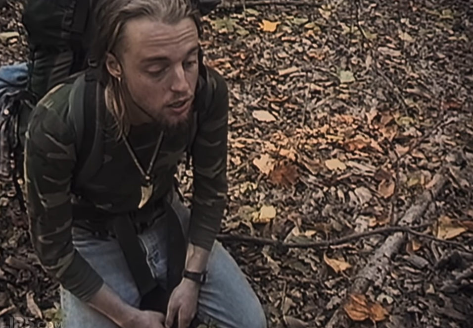 One of the kids in Blair Witch, kneeling on the ground looking upset