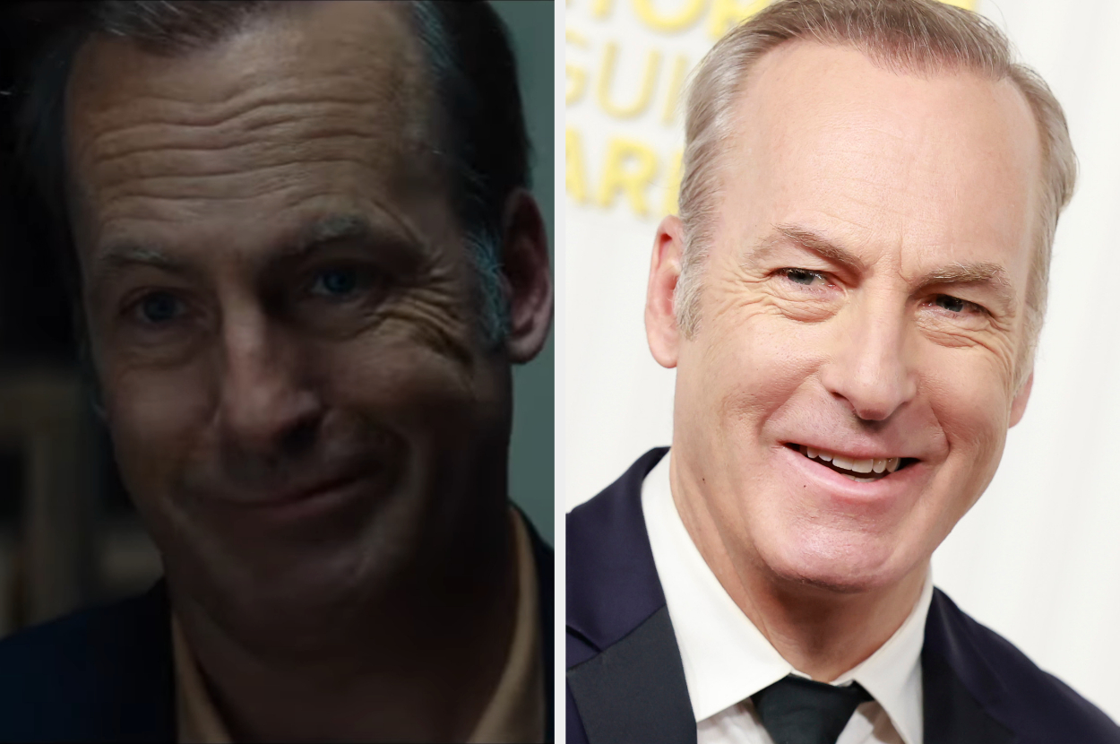 Side-by-side of Bob Odenkirk then vs. now