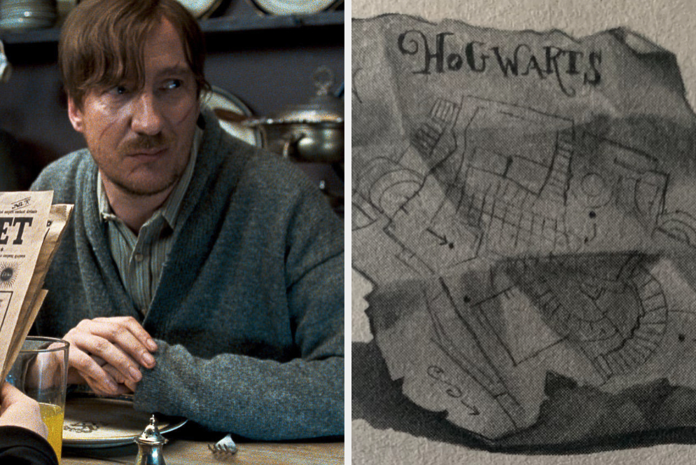 Lupin in the movies and a book illustration of The Marauders&#x27; Map