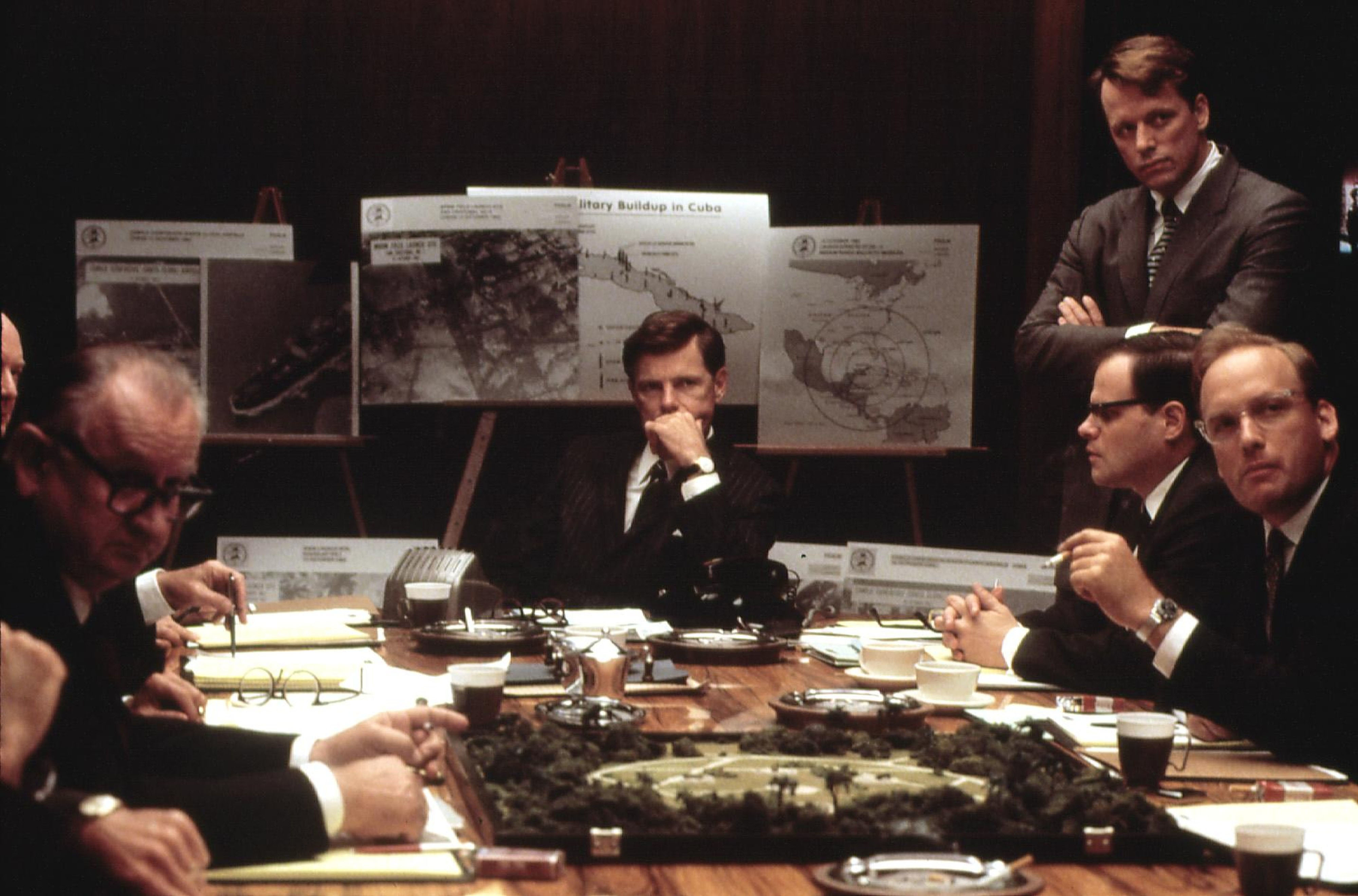 The Kennedy&#x27;s and Lyndon B. Johnson examine the Cuban Missile Crisis