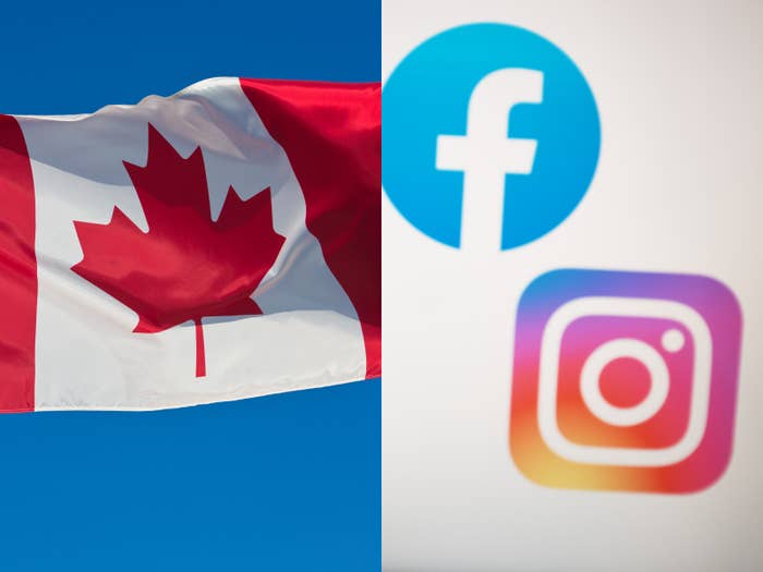 カナダ国旗（左）とFacebookとInstagramのアイコン