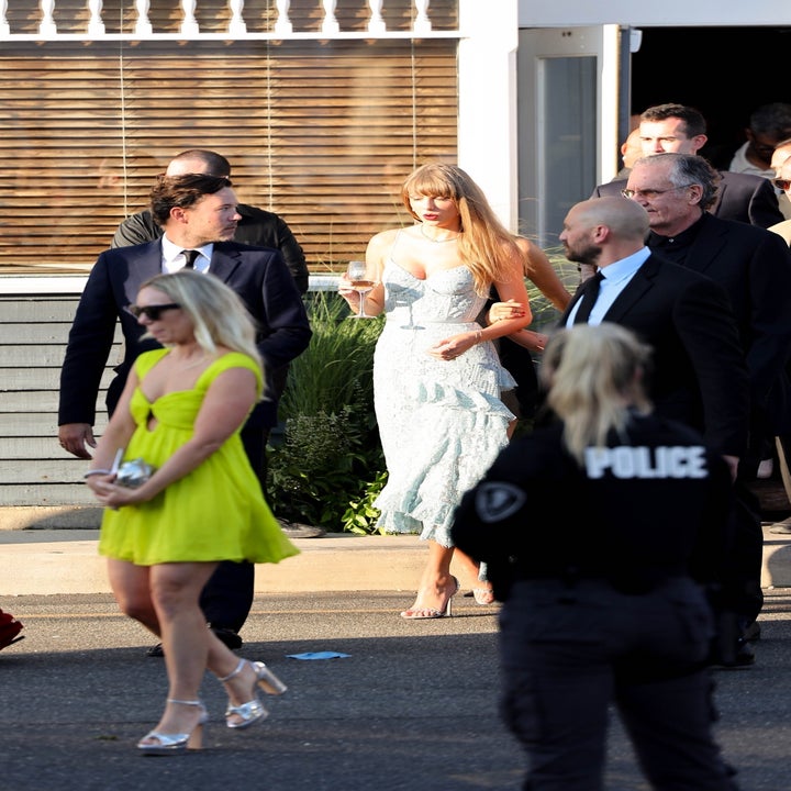 Guests including Taylor Swift walking