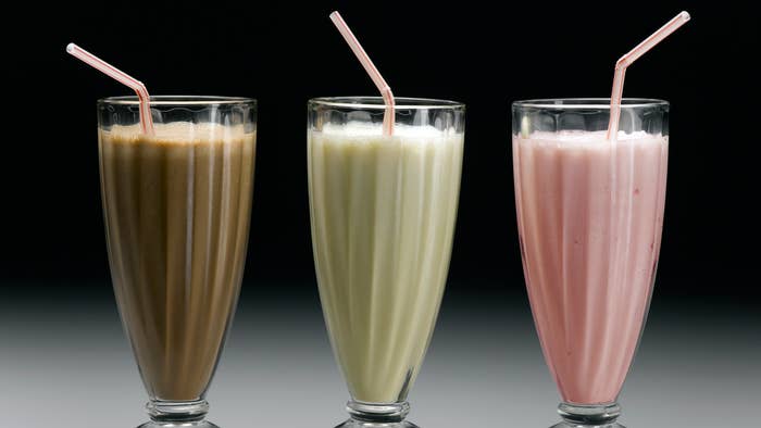 three milkshakes pictured