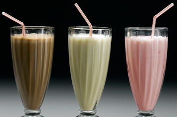 three milkshakes pictured